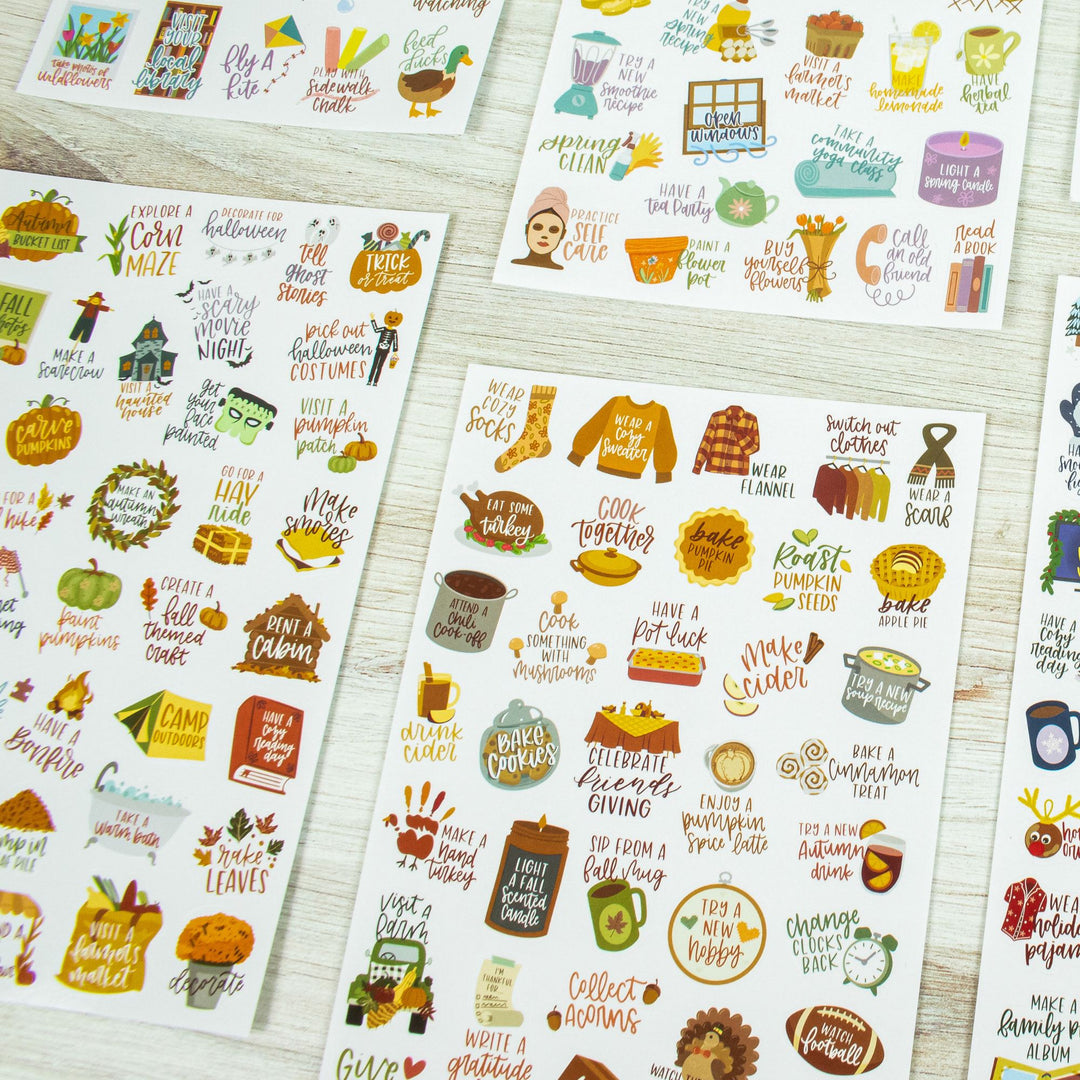 Planner Stickers, Seasonal Bucket Lists
