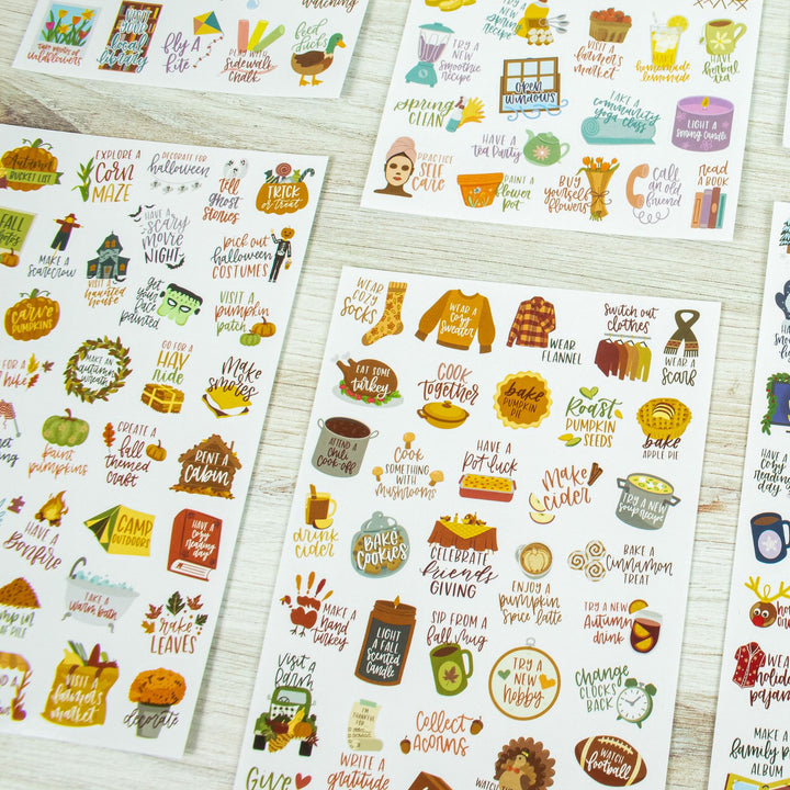 Planner Stickers, Seasonal Bucket Lists