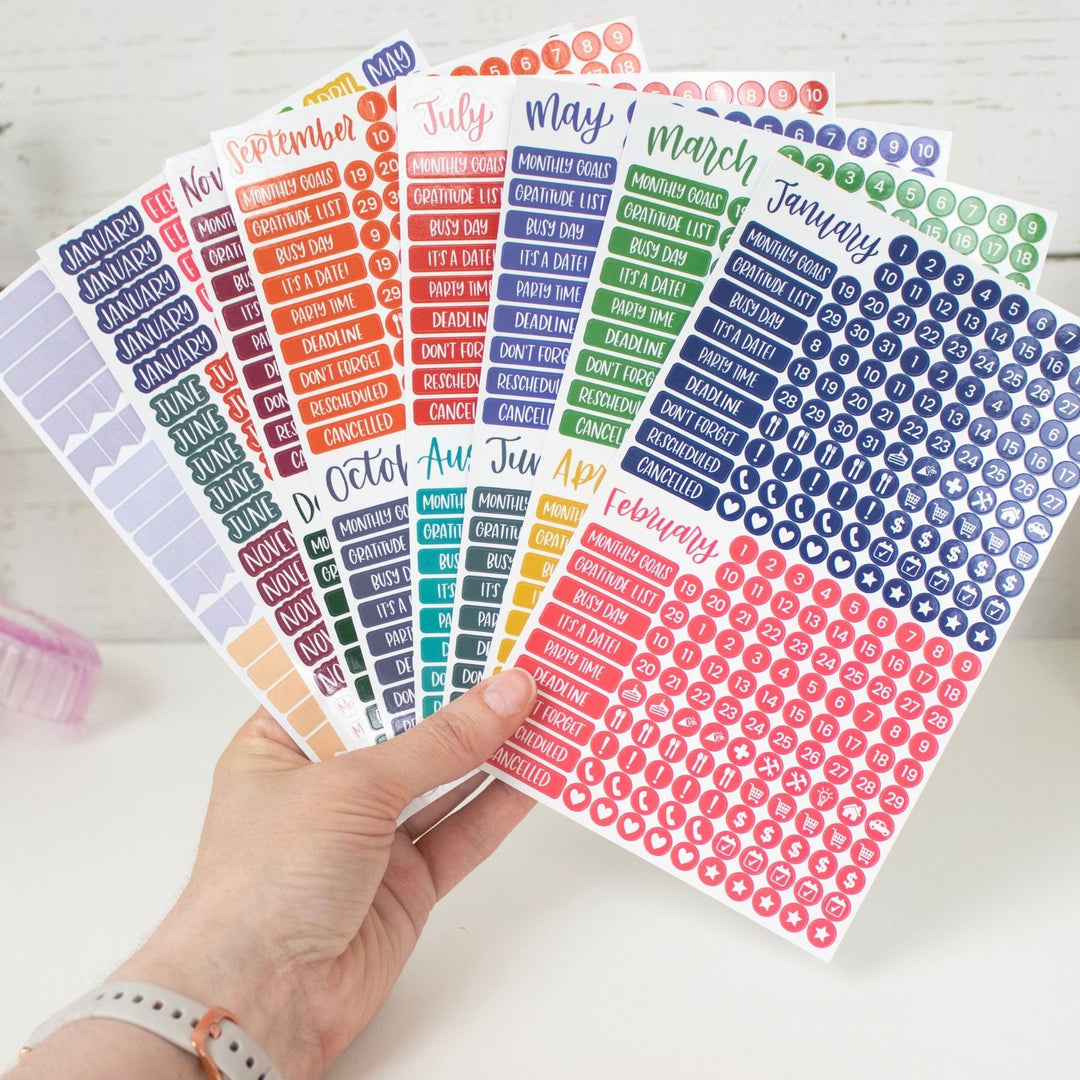 Planner Stickers, Calendar Essentials Pack, Happy Seasons
