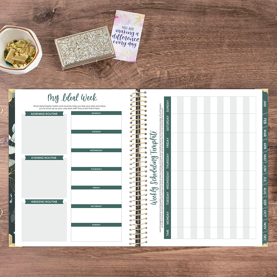 2026 Hard Cover Planner, 8.5" x 11", Eucalyptus, Green