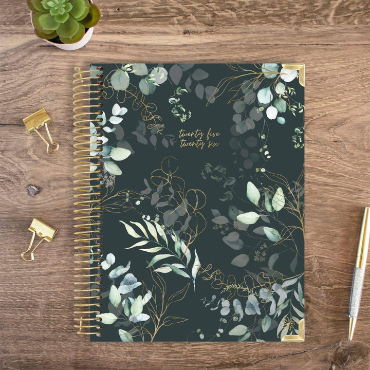 2025-26 Hard Cover Planner, 8.5" x 11", Eucalyptus, Green