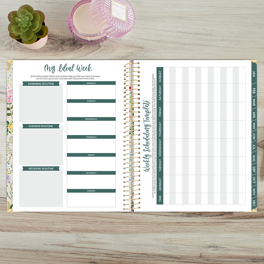 2026 Hard Cover Planner, 8.5" x 11", Garden Party, Beige