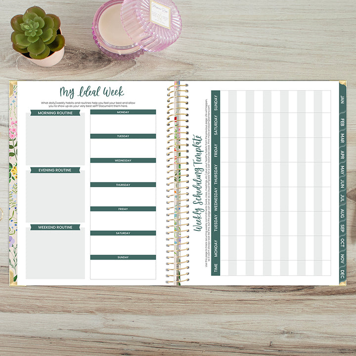 2026 Hard Cover Planner, 8.5" x 11", Garden Party, Beige