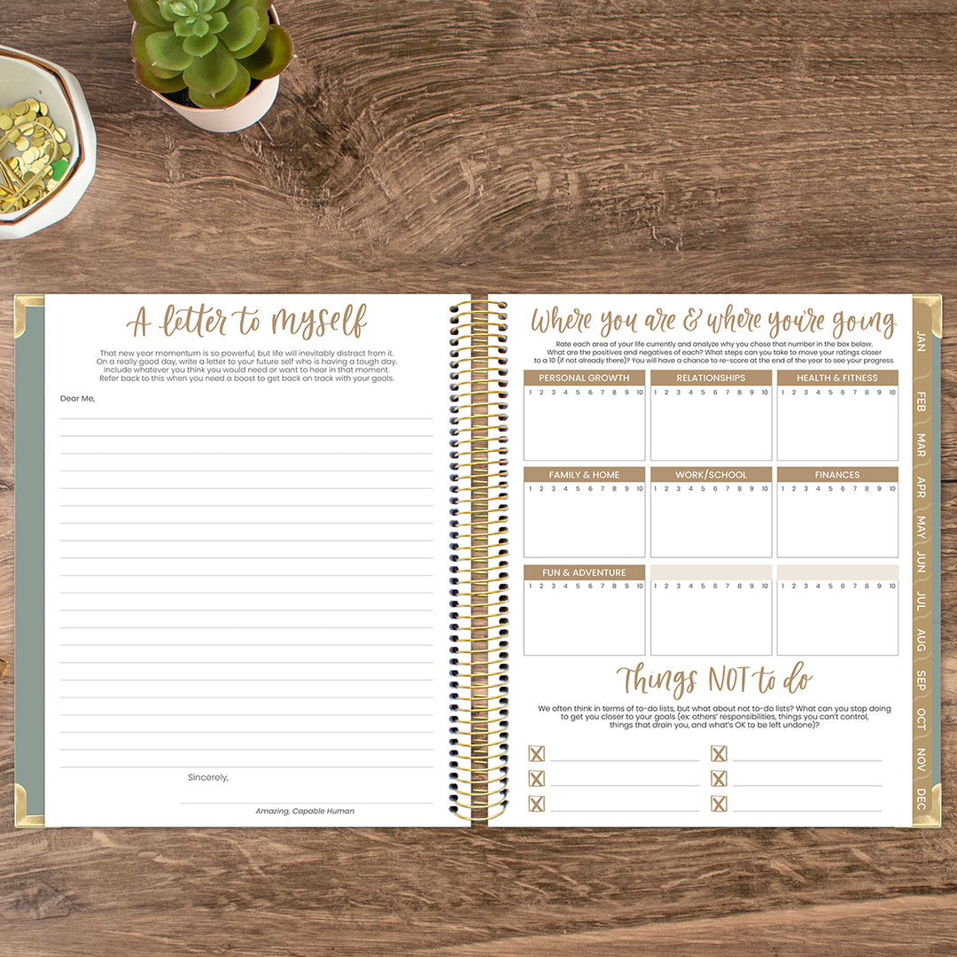 2026 Vision Planner, 7.5" x 9", Green Linen