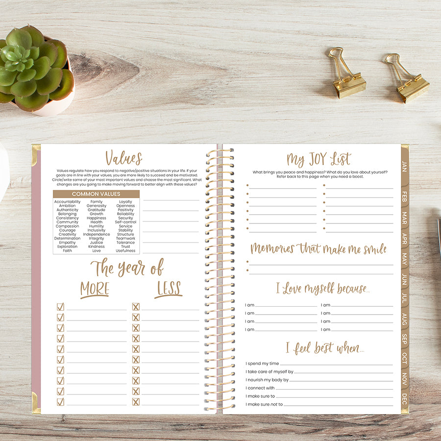 2026 Hard Cover Planner, 5.5" x 8.25", Linen, Pink