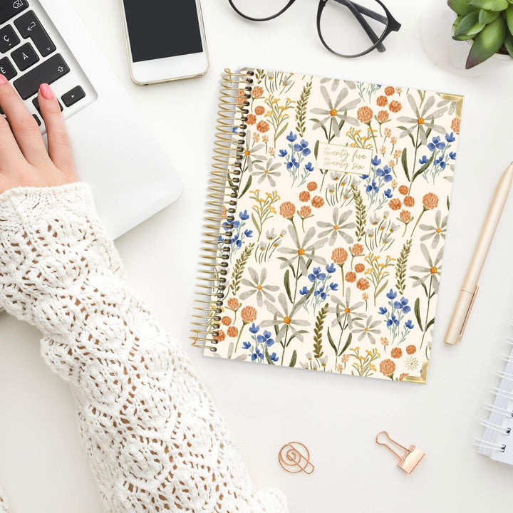 2025-26 Hard Cover Planner, 8.5" x 11", Whimsical Wildflowers