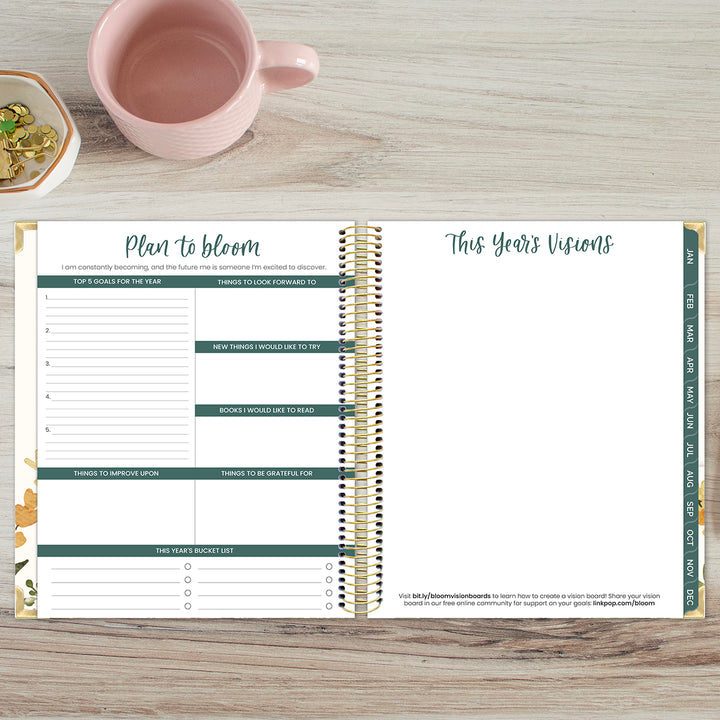 2026 Vision Planner, 7.5" x 9", Beige Bouquet