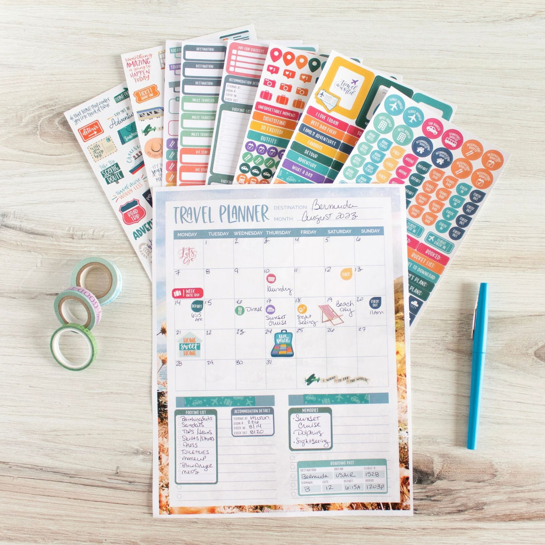 Planner Stickers, Travel Pack