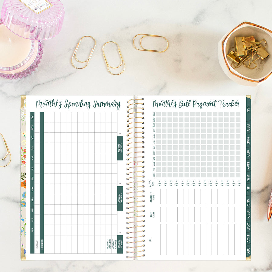 2026 Hard Cover Planner, 5.5" x 8.25", Garden Party, Beige