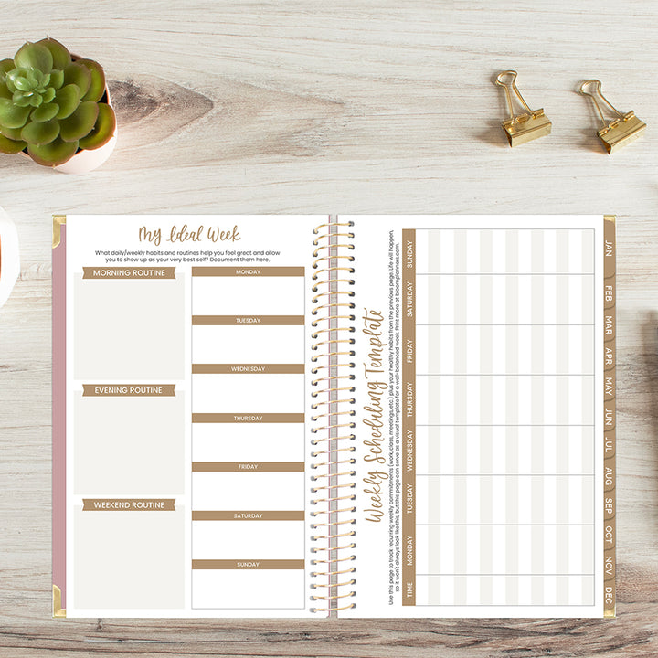 2026 Hard Cover Planner, 5.5" x 8.25", Linen, Pink