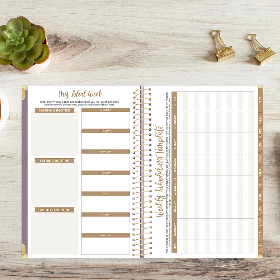 2026 Hard Cover Planner, 5.5" x 8.25", Linen, Purple