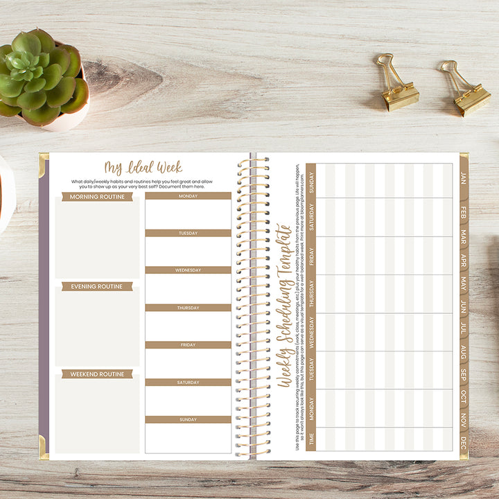 2026 Hard Cover Planner, 5.5" x 8.25", Linen, Purple