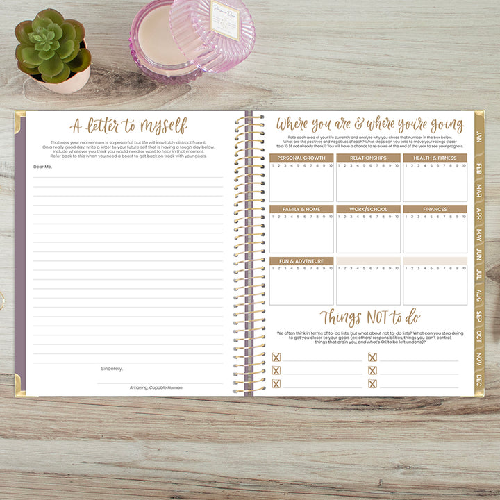 2026 Hard Cover Planner, 8.5" x 11", Linen, Purple