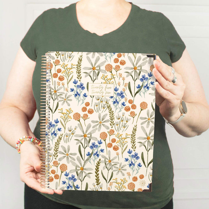 2025-26 Hard Cover Planner, 8.5" x 11", Whimsical Wildflowers