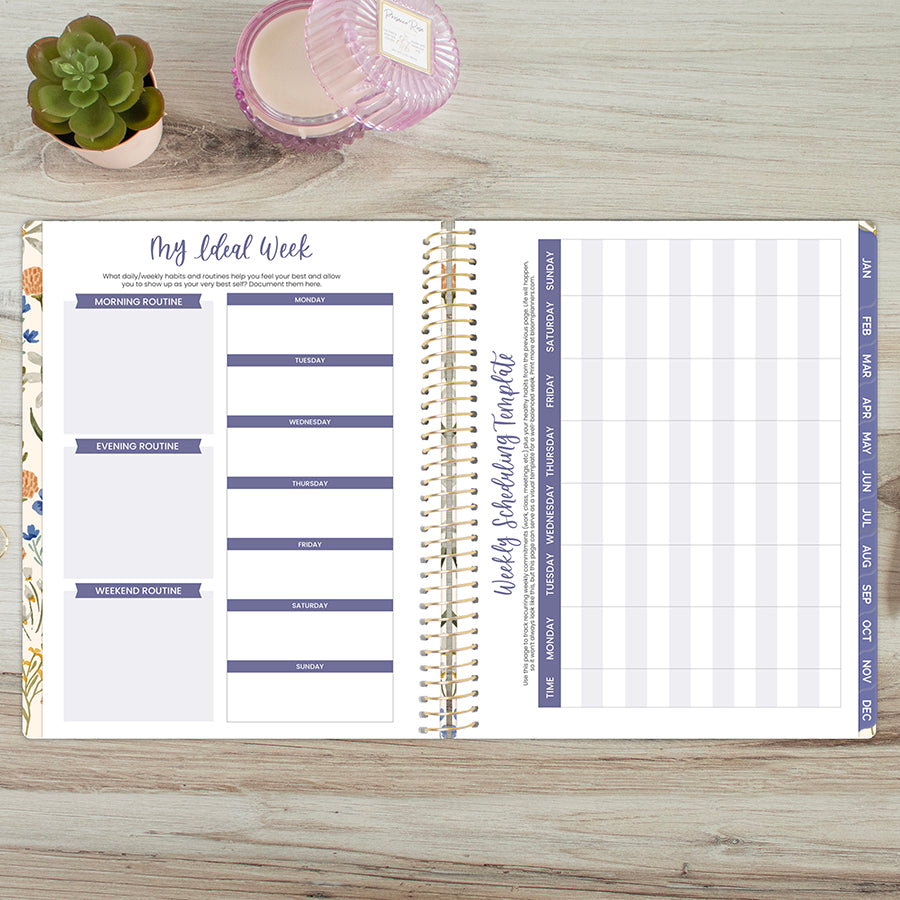 2026 Hard Cover Planner, 8.5" x 11", Whimsical Wildflowers