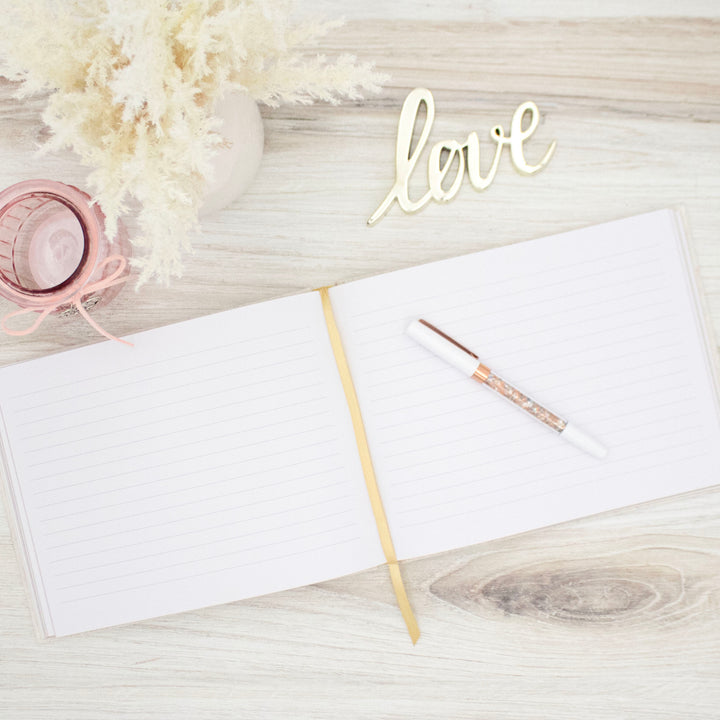 Guest Book, Gold Linen