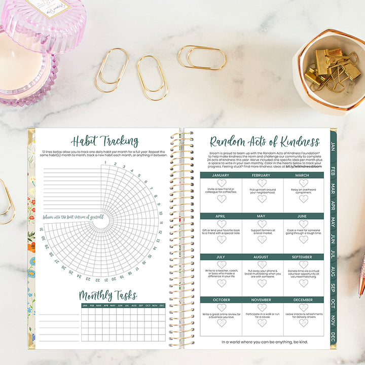 2026 Hard Cover Planner, 5.5" x 8.25", Garden Party, Beige