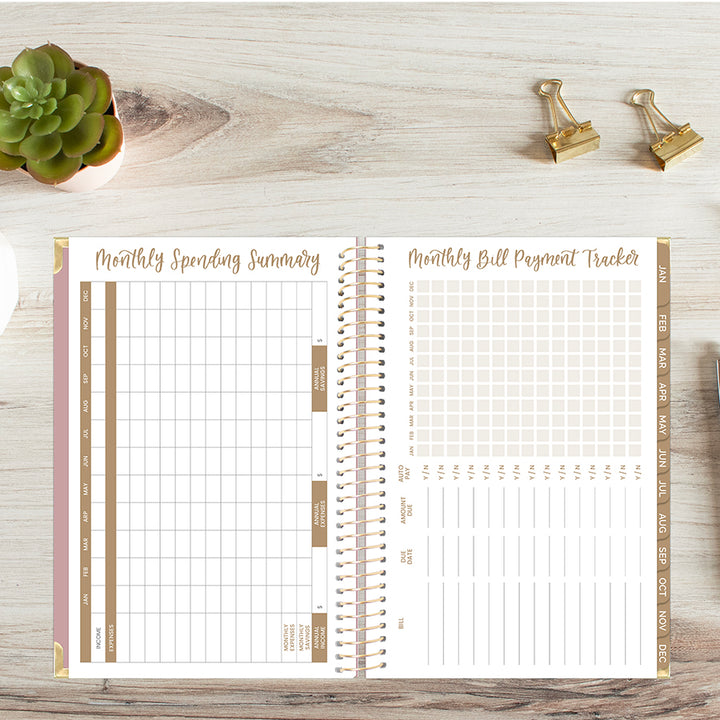 2026 Hard Cover Planner, 5.5" x 8.25", Linen, Pink