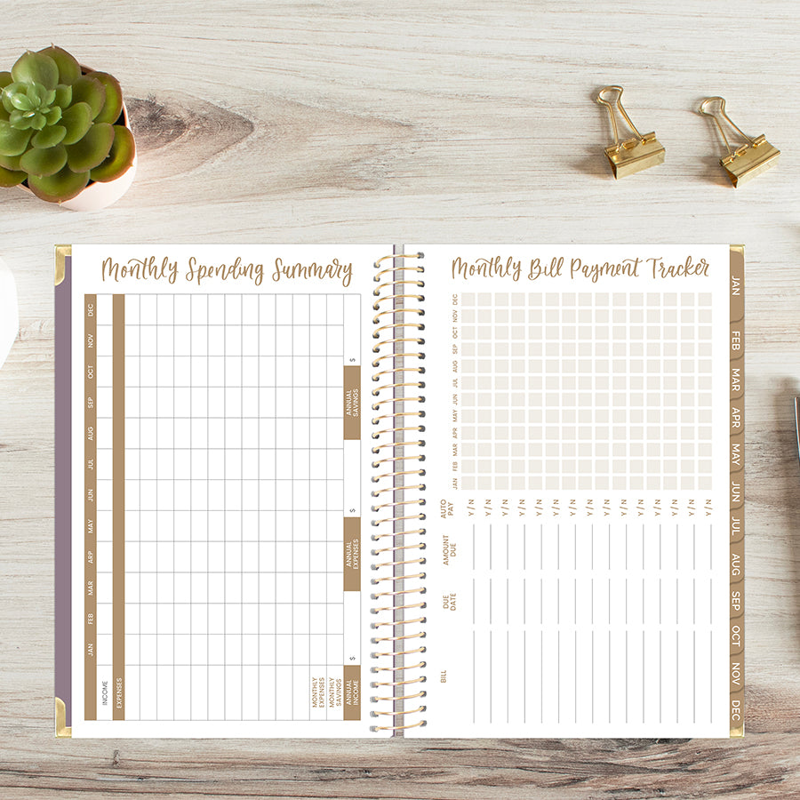 2026 Hard Cover Planner, 5.5" x 8.25", Linen, Purple