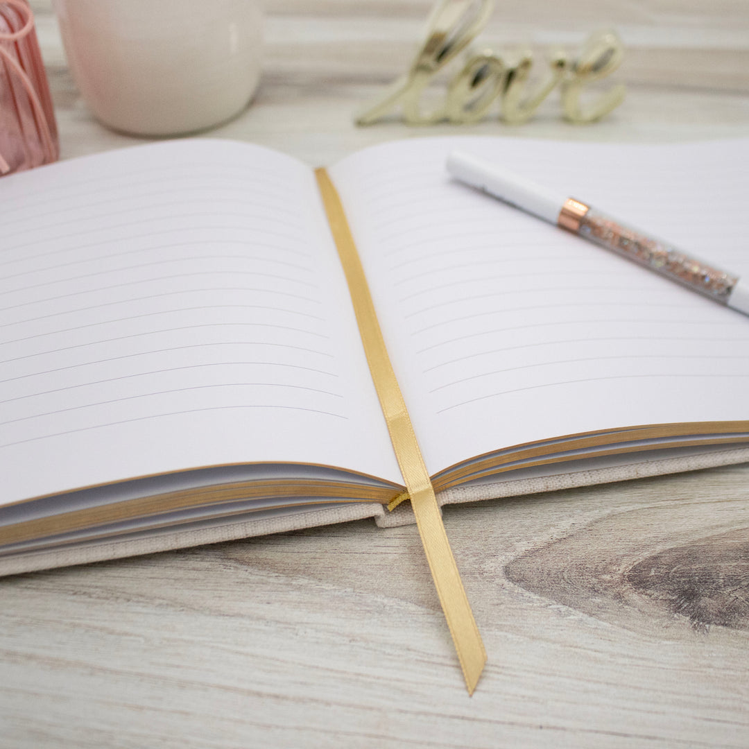 Guest Book, Gold Linen