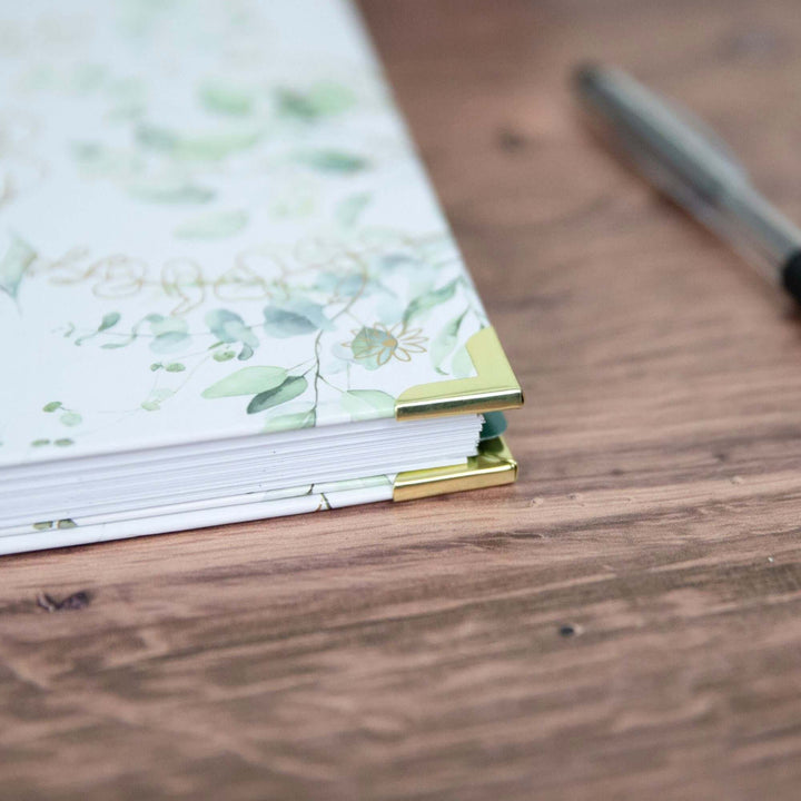2025-26 Hard Cover Planner, 5.5" x 8.25", Eucalyptus, White