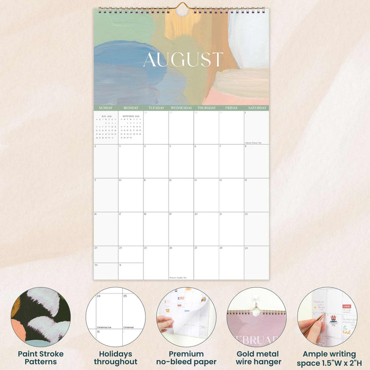 2026 Hanging Calendar, 11" x 17", Paint Strokes