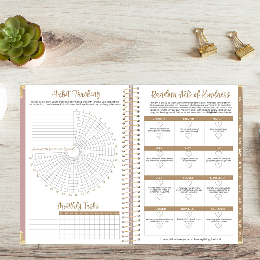 2026 Hard Cover Planner, 5.5" x 8.25", Linen, Pink