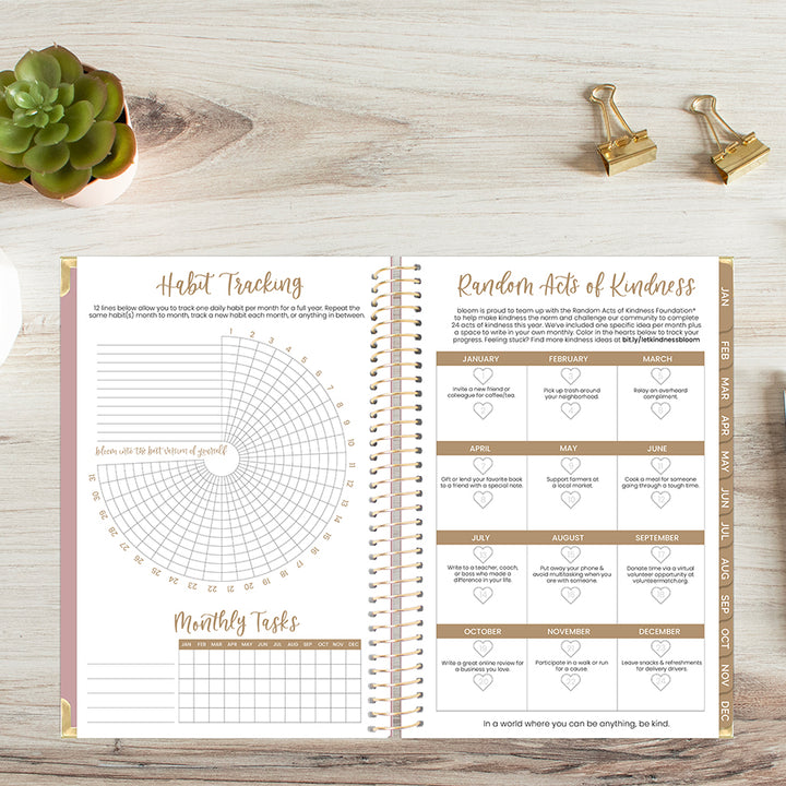 2026 Hard Cover Planner, 5.5" x 8.25", Linen, Pink