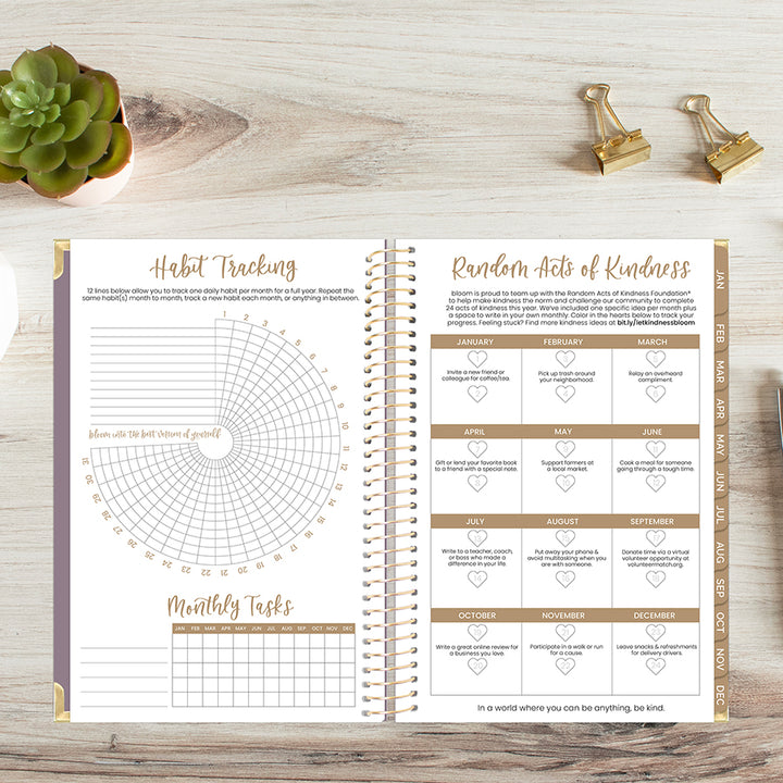 2026 Hard Cover Planner, 5.5" x 8.25", Linen, Purple