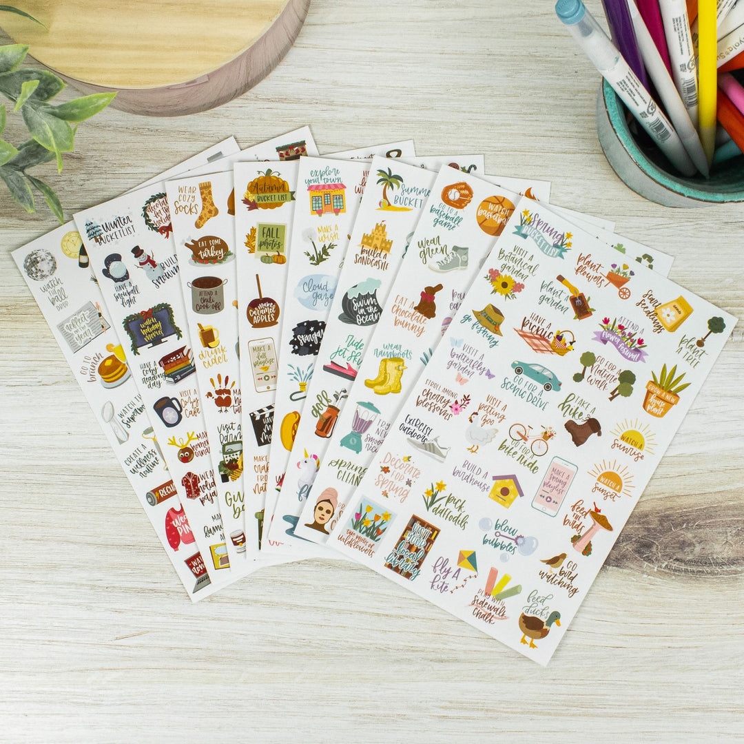 Planner Stickers, Seasonal Bucket Lists