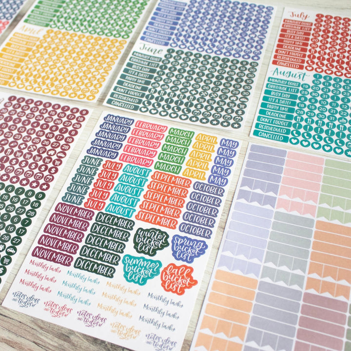 Planner Sticker Pack, Calendar Essentials, Happy Seasons