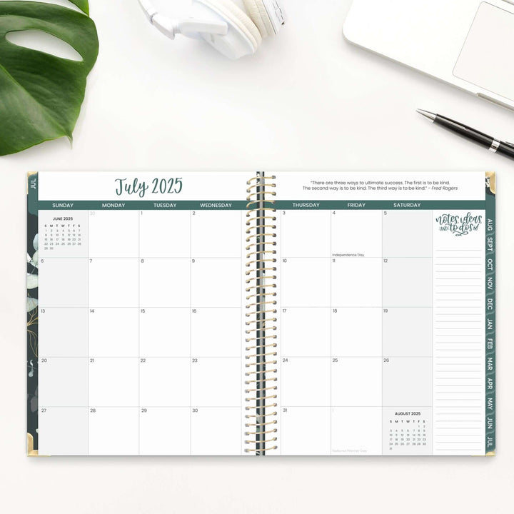 2025-26 Hard Cover Planner, 8.5" x 11", Eucalyptus, Green