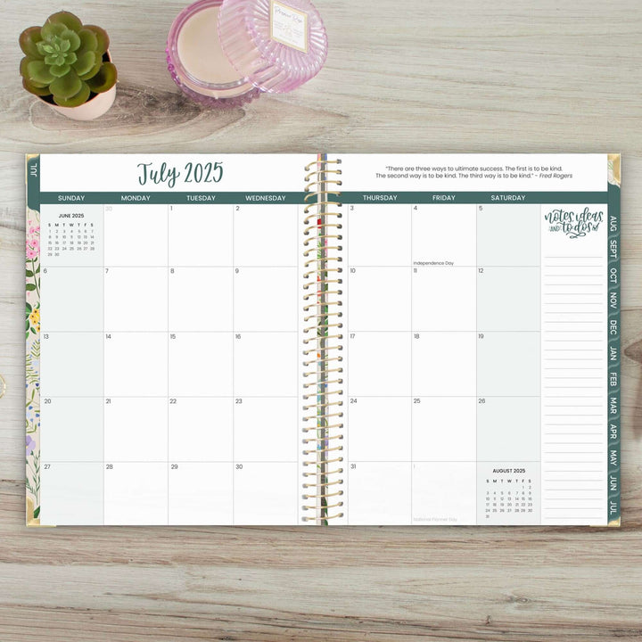 2025-26 Hard Cover Planner, 8.5" x 11", Garden Party, Beige