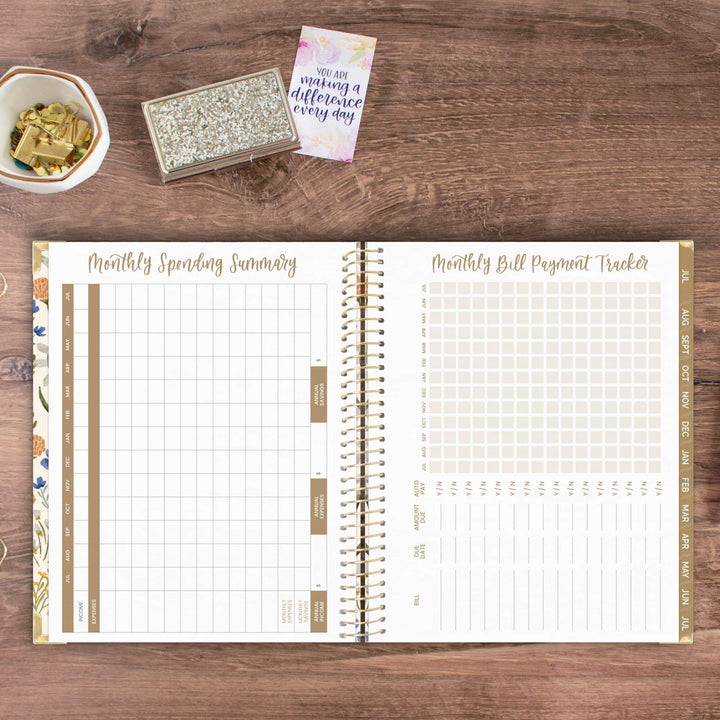2025-26 Hard Cover Planner, 8.5" x 11", Whimsical Wildflowers
