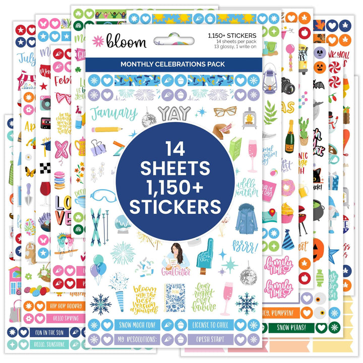 Planner Sticker Value Pack, Monthly Celebrations, Bright