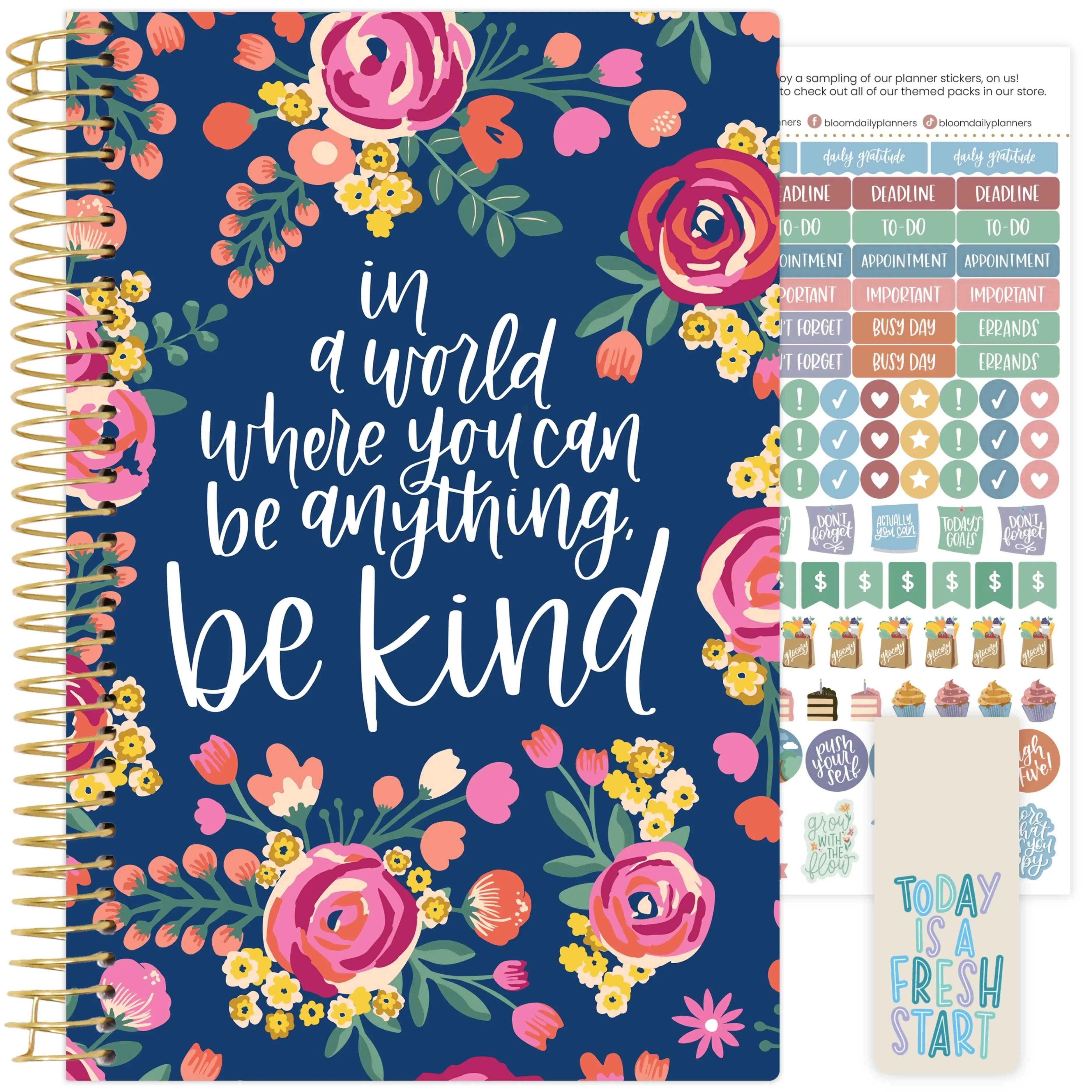 Undated Daily & Weekly Soft Cover Planner, 5.5" x 8.25" bloom daily