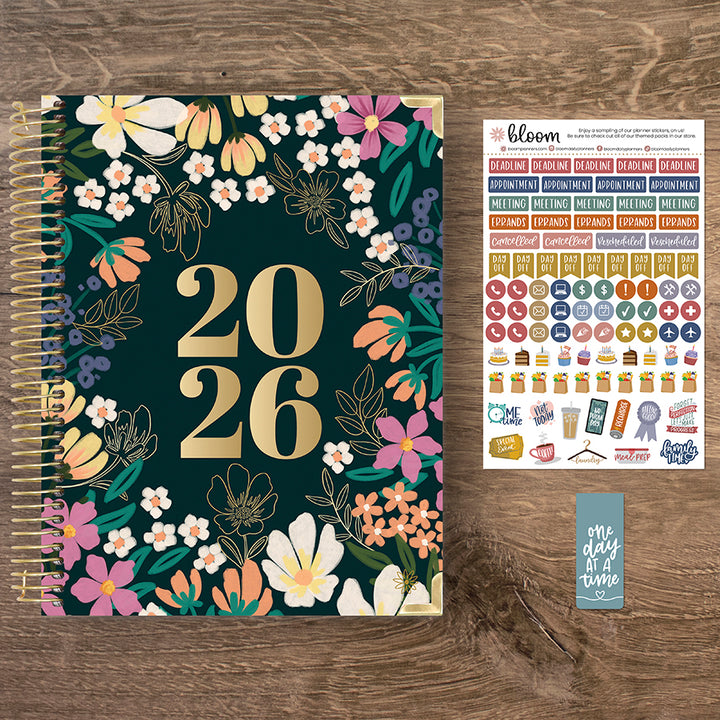 2026 Hard Cover Planner, 8.5" x 11", Blooming Wildly