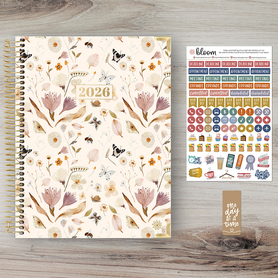2026 Hard Cover Planner, 8.5" x 11", Butterfly Garden