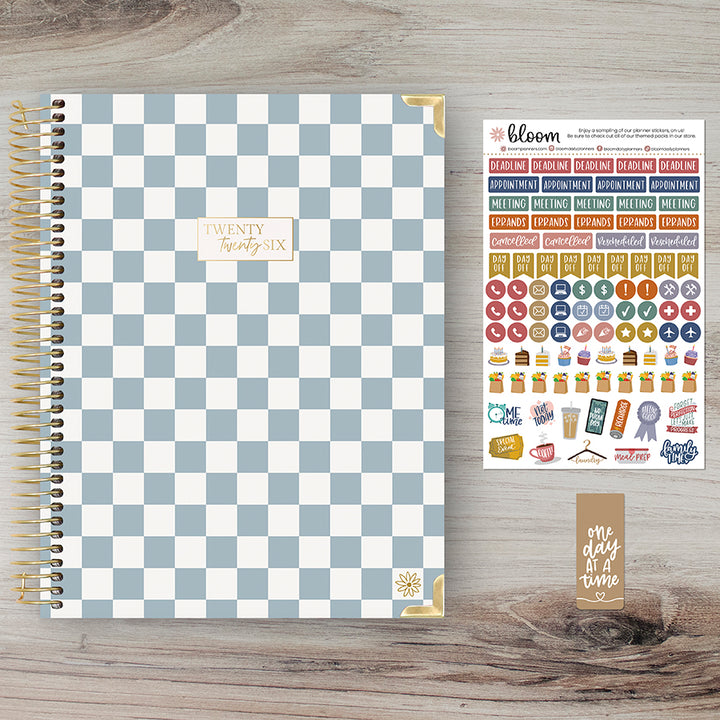 2026 Hard Cover Planner, 8.5" x 11", Checkered