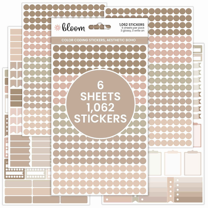 Planner Stickers, Color Coding Pack, Aesthetic Boho