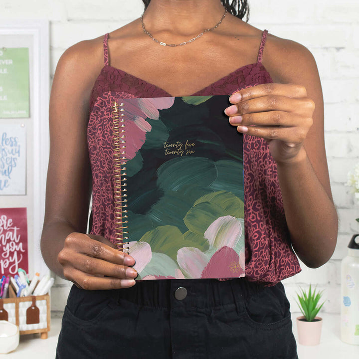 2025-26 Soft Cover Planner, 5.5" x 8.25", Emerald Paint Strokes