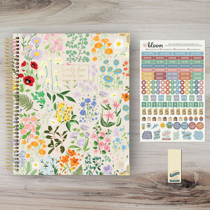 2025-26 Vision Planner, 7.5" x 9", Garden Party, Beige