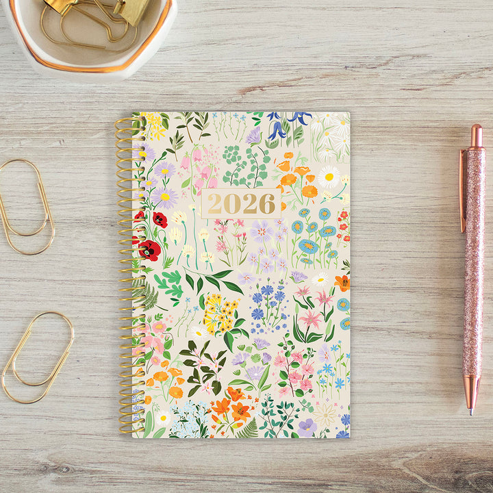 2026 Soft Cover Planner, 4" x 6", Garden Party, Beige