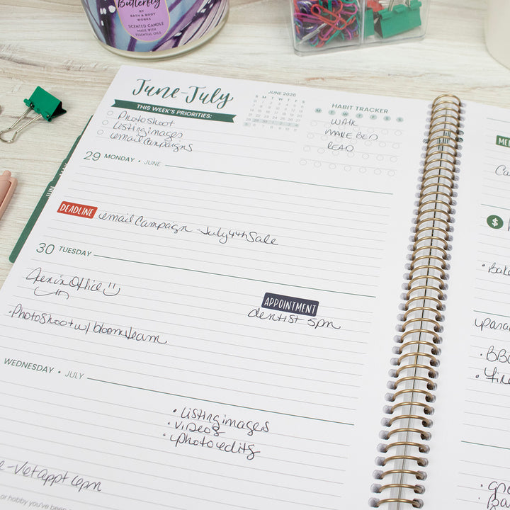 2026 Soft Cover Planner, 8.5" x 11", Garden Party, Navy