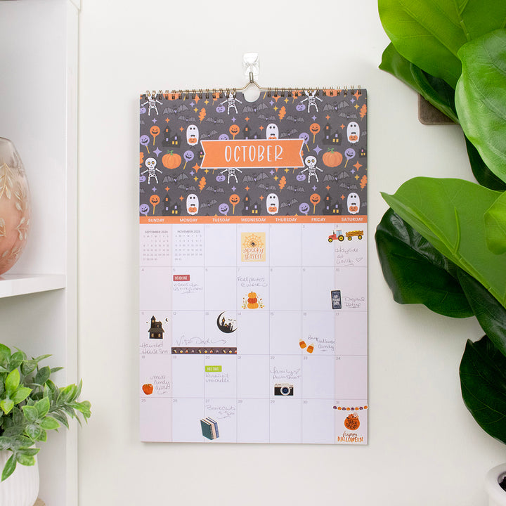 2026 Hanging Calendar, 11" x 17", Holiday Icons