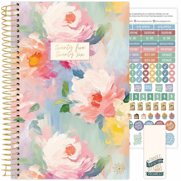 2025-26 Soft Cover Planner, 5.5" x 8.25", Painted Peonies