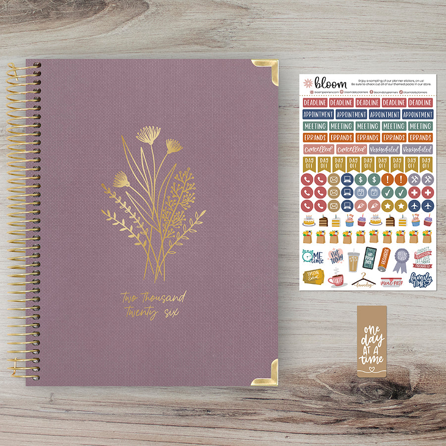 2026 Hard Cover Planner, 8.5" x 11", Linen, Purple