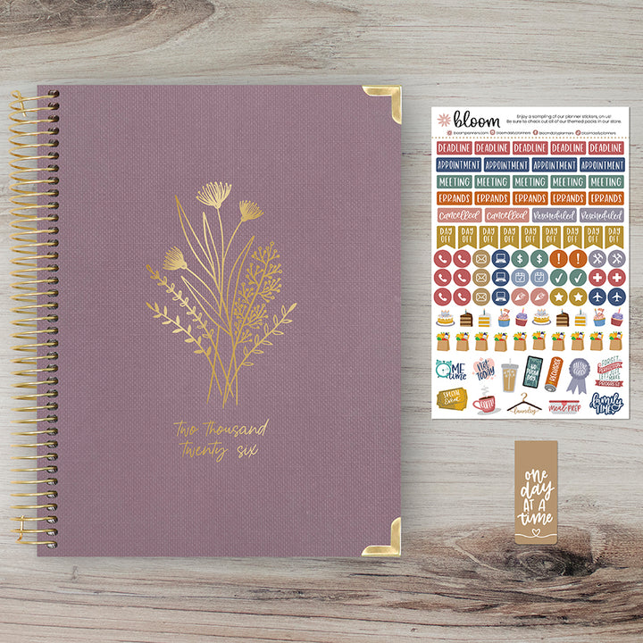 2026 Hard Cover Planner, 8.5" x 11", Linen, Purple