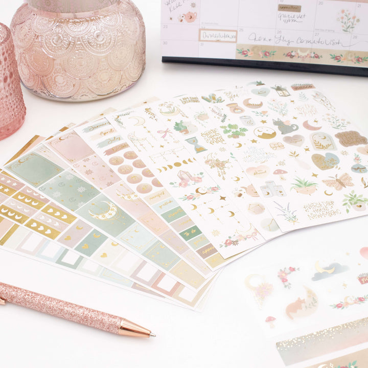 Planner Stickers, Simply Gilded x bloom Boho Celestial Sticker Pack