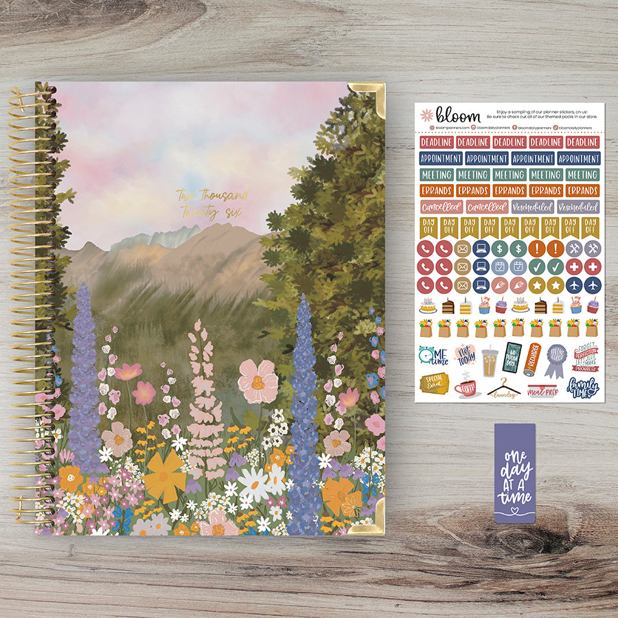2026 Hard Cover Planner, 8.5" x 11", Wildflower Mountainside